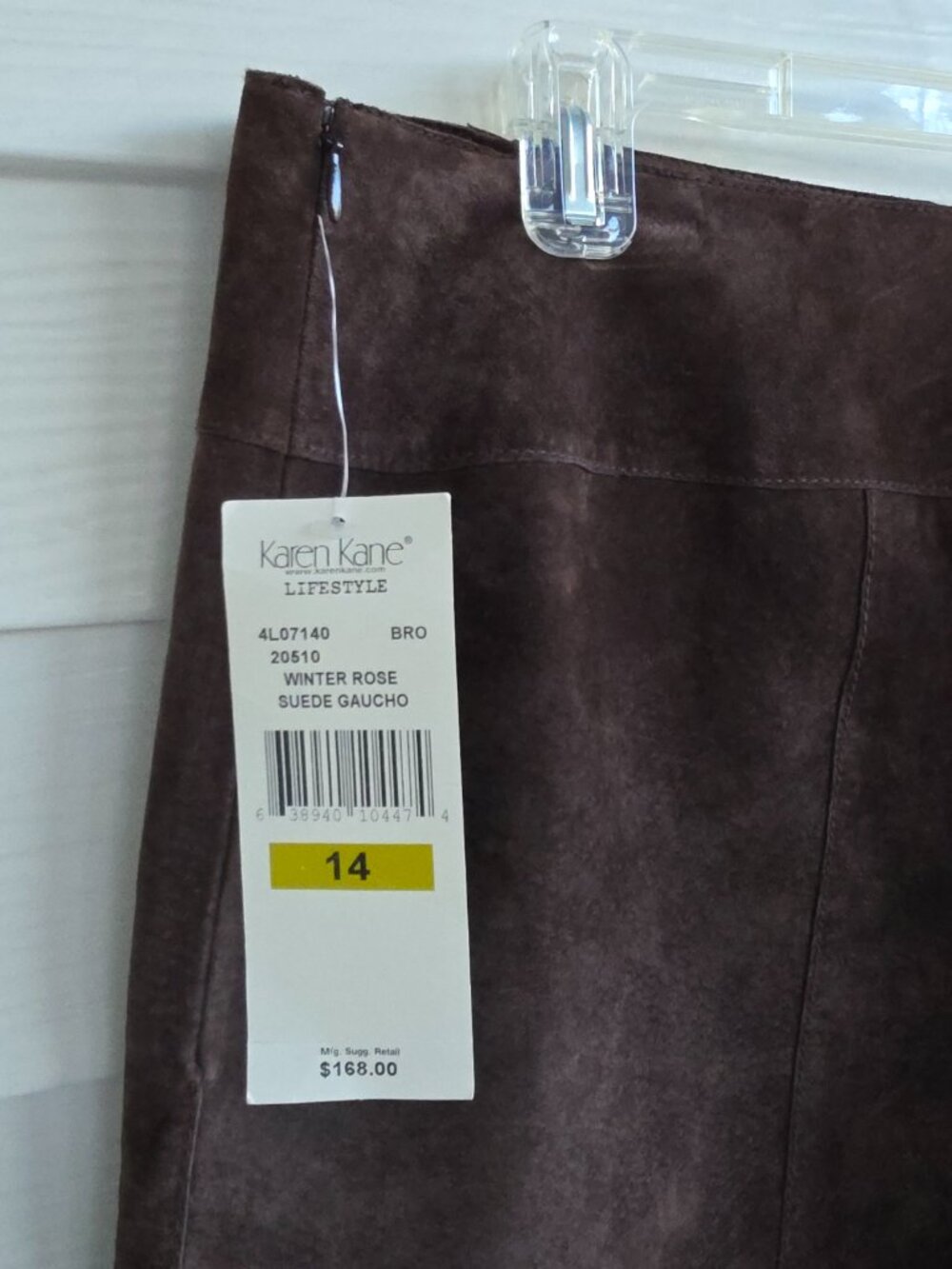NWT Karen Kane brown leather winter rose suede gaucho pants - Picture 3 of 8